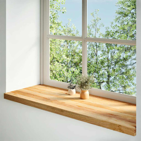 vidaXL Vensterbanken 2 st 120x40x2 cm massief eikenhout lichtbruin afbeelding2 - 1