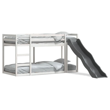 vidaXL Stapelbed met glijbaan en ladder grenenhout wit 80x200 cm afbeelding2 - 1