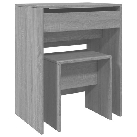 vidaXL Kaptafel met krukje 60x40x113,5 cm grijs sonoma afbeelding2 - 1