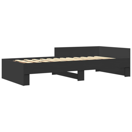 vidaXL Bedframe bewerkt hout zwart 75x190 cm afbeelding2 - 1