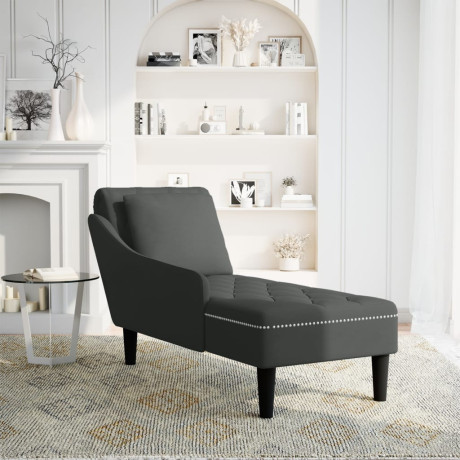 vidaXL Chaise longue met kussen en rechterarmleuning fluweel zwart afbeelding2 - 1