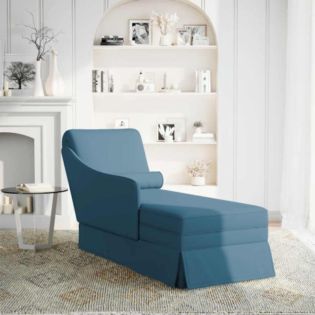 vidaXL Chaise longue met bolster en rechterarmleuning fluweel blauw afbeelding2 - 1