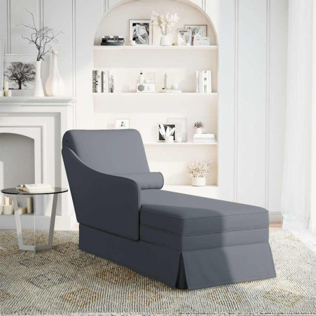 vidaXL Chaise longue met bolster&rechterarmleuning fluweel donkergrijs afbeelding2 - 1