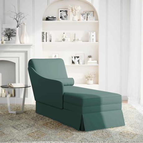 vidaXL Chaise longue met bolster&rechterarmleuning fluweel donkergroen afbeelding2 - 1