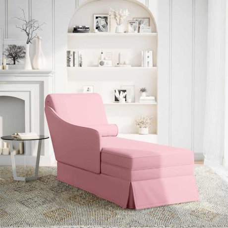 vidaXL Chaise longue met bolster en rechterarmleuning fluweel roze afbeelding2 - 1