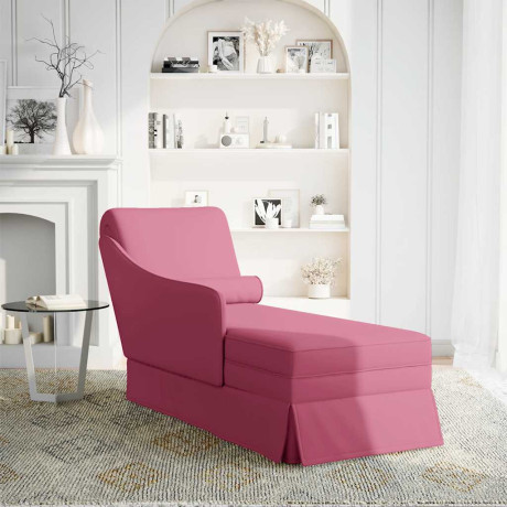 vidaXL Chaise longue met bolster en rechterarmleuning fluweel wijnrood afbeelding2 - 1