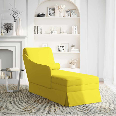 vidaXL Chaise longue met bolster en rechterarmleuning fluweel geel afbeelding2 - 1