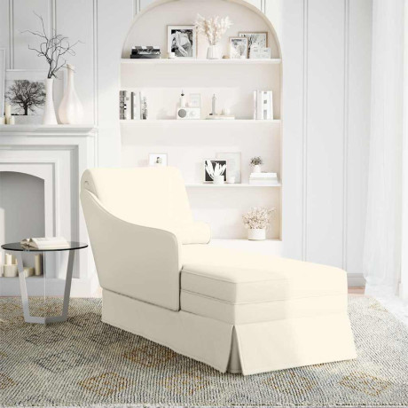 vidaXL Chaise longue met bolster en rechterarmleuning fluweel crème afbeelding2 - 1