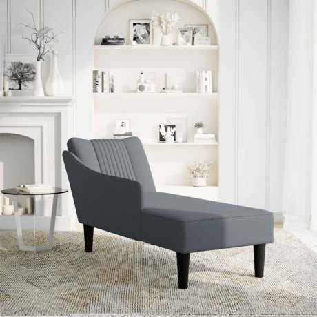 vidaXL Chaise longue met rechterarmleuning fluweel donkergrijs afbeelding2 - 1