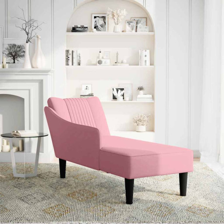 vidaXL Chaise longue met rechterarmleuning fluweel roze afbeelding2 - 1