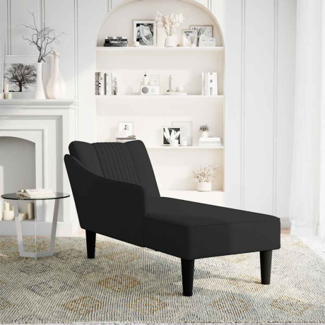 vidaXL Chaise longue met rechterarmleuning fluweel zwart afbeelding2 - 1