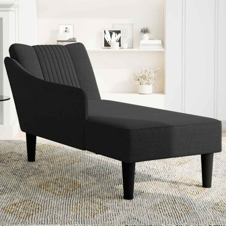 vidaXL Chaise longue met rechterarmleuning stof zwart afbeelding2 - 1