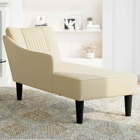 vidaXL Chaise longue met rechterarmleuning stof crèmekleurig afbeelding2 - 1