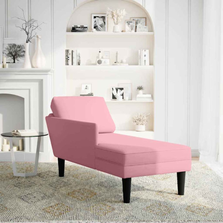 vidaXL Chaise longue met kussen en rechterarmleuning fluweel roze afbeelding2 - 1