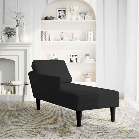 vidaXL Chaise longue met kussen en rechterarmleuning fluweel zwart afbeelding2 - 1