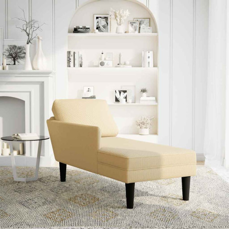 vidaXL Chaise longue met kussen corduroy stof lichtgroen grijs afbeelding2 - 1