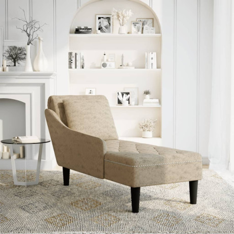 vidaXL Chaise longue met kussen&rechterarmleuning kunstleer lichtgrijs afbeelding2 - 1