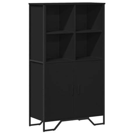 vidaXL Hoge kast 79,5x35,5x137,5 cm bewerkt hout zwart afbeelding2 - 1