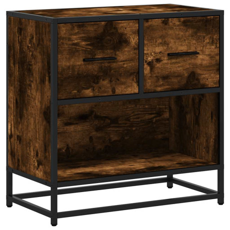 vidaXL Nachtkastje 60x31x60 cm bewerkt hout en metaal gerookt eiken afbeelding2 - 1