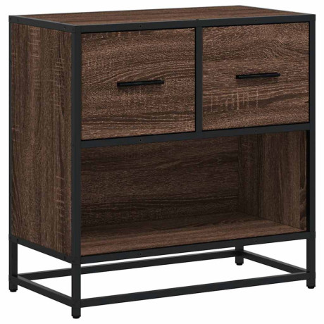 vidaXL Nachtkastje 60x31x60 cm bewerkt hout en metaal bruin eikenkleur afbeelding2 - 1
