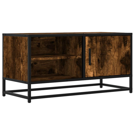 vidaXL Tv-meubel 80x34,5x40cm bewerkt hout metaal gerookt eikenkleurig afbeelding2 - 1