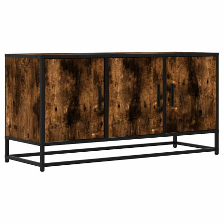 vidaXL Tv-meubel 100x35x50 cm bewerkt hout metaal gerookt eikenkleurig afbeelding2 - 1