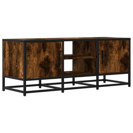 vidaXL Tv-meubel 100x35x41 cm bewerkt hout metaal gerookt eikenkleurig afbeelding2 - 1