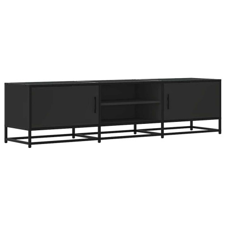 vidaXL Tv-meubel 160x35x41 cm bewerkt hout en metaal zwart afbeelding2 - 1