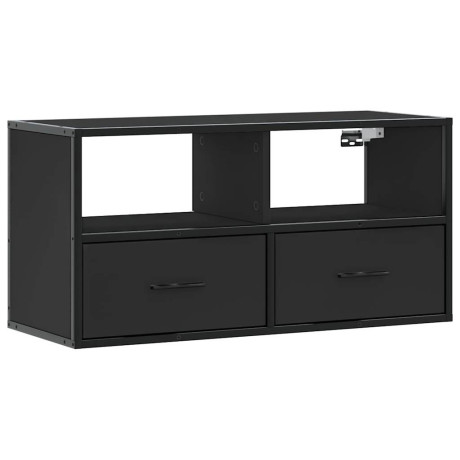 vidaXL Tv-meubel 80x31x39,5 cm bewerkt hout en metaal zwart afbeelding2 - 1