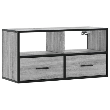 vidaXL Tv-meubel 80x31x39,5 cm bewerkt hout metaal grijs sonoma eiken afbeelding2 - 1