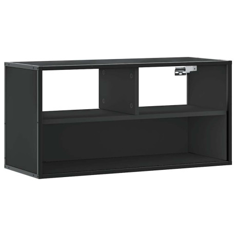 vidaXL Tv-meubel 80x31x39,5 cm bewerkt hout en metaal zwart afbeelding2 - 1