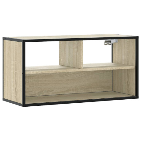 vidaXL Tv-meubel 80x31x39,5 cm bewerkt hout metaal sonoma eikenkleurig afbeelding2 - 1