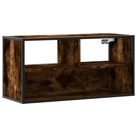 vidaXL Tv-meubel 80x31x39,5cm bewerkt hout metaal gerookt eikenkleurig afbeelding2 - 1