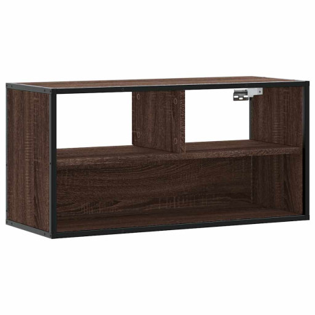 vidaXL Tv-meubel 80x31x39,5 cm bewerkt hout metaal bruin eikenkleurig afbeelding2 - 1