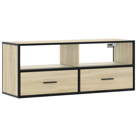 vidaXL Tv-meubel 100x31x39,5cm bewerkt hout metaal sonoma eikenkleurig afbeelding2 - 1