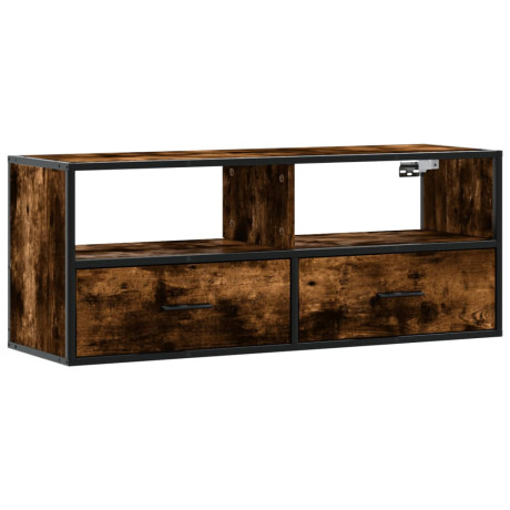 vidaXL Tv-meubel 100x31x39,5 cm bewerkt hout metaal gerookt eikenkleur afbeelding2 - 1