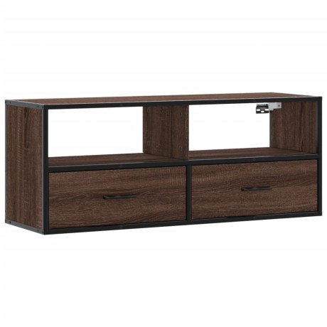 vidaXL Tv-meubel 100x31x39,5 cm bewerkt hout metaal bruin eikenkleurig afbeelding2 - 1