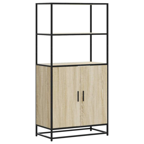 vidaXL Hoge kast 68x35x139 cm bewerkt hout en metaal zwart afbeelding2 - 1