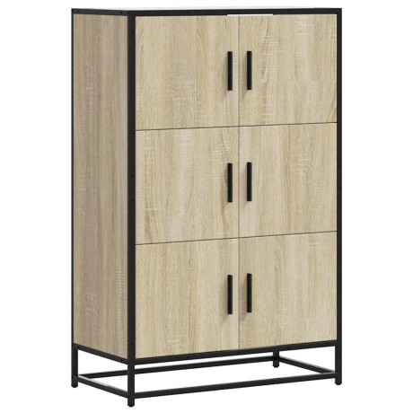vidaXL Hoge kast 68x35x106,5 cm bewerkt hout en metaal sonoma eiken afbeelding2 - 1
