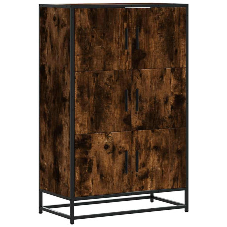 vidaXL Hoge kast 68x35x106,5 cm bewerkt hout en metaal gerookt eiken afbeelding2 - 1