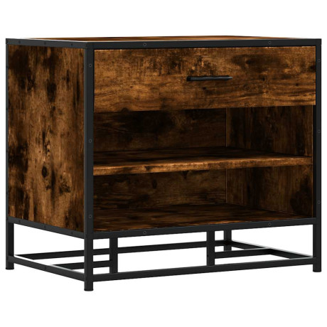 vidaXL Schoenenbank 60x40x53,5 cm bewerkt hout en metaal gerookt eiken afbeelding2 - 1