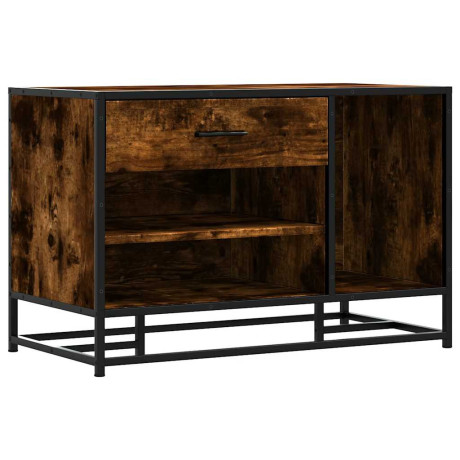 vidaXL Schoenenbank 80x40x53,5 cm bewerkt hout en metaal gerookt eiken afbeelding2 - 1