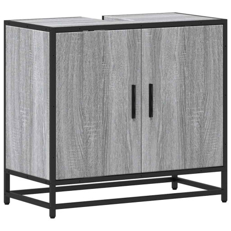 vidaXL Wastafelkast 65x33x60 cm bewerkt hout grijs sonoma eikenkleurig afbeelding2 - 1