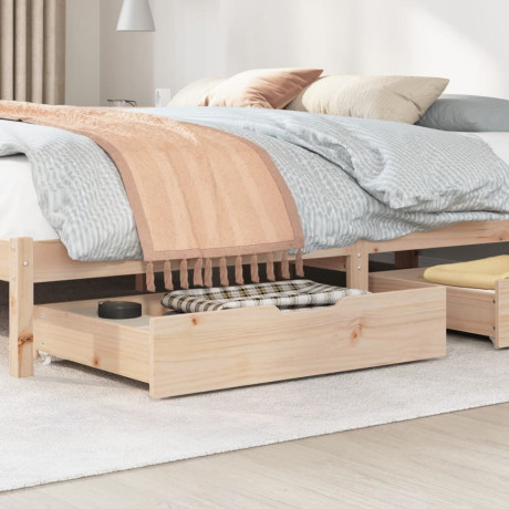 vidaXL Bedlades 2 st met wieltjes 80x55x17 cm massief grenenhout afbeelding2 - 1