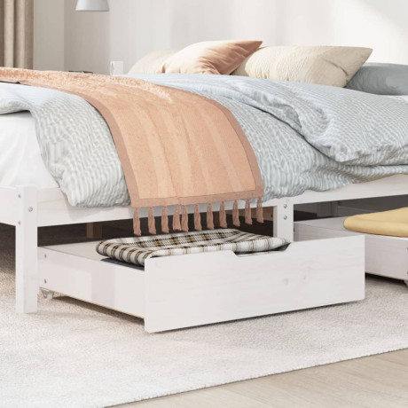 vidaXL Bedlades 2 st 75x55x17 cm massief grenenhout wit afbeelding2 - 1