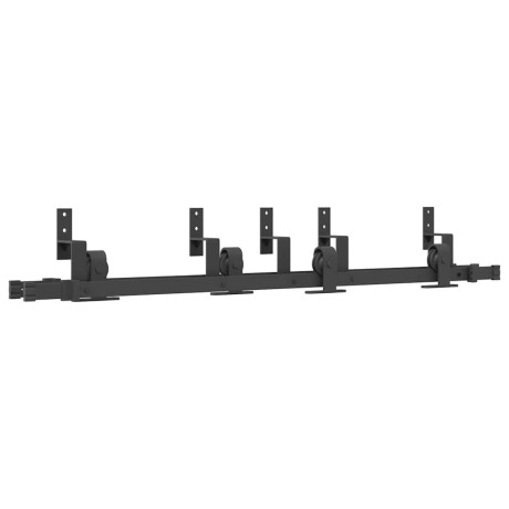 vidaXL Doos met onderdelen voor schuifdeur 152,5 cm staal zwart afbeelding2 - 1