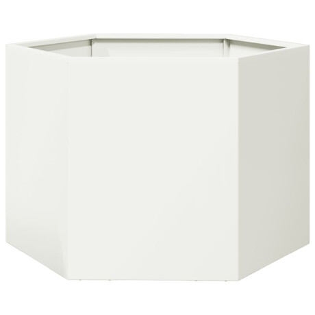 vidaXL Plantenbak zeshoek 69x60x45 cm staal wit afbeelding2 - 1