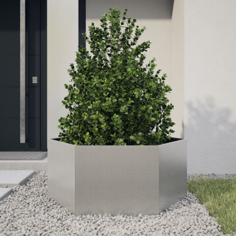 vidaXL Plantenbak zeshoek 104x90x45 cm roestvrijstaal afbeelding2 - 1