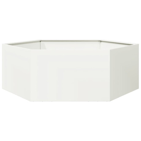 vidaXL Plantenbak zeshoek 138x120x45 cm staal wit afbeelding2 - 1