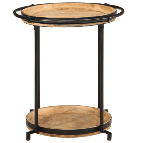 vidaXL Bijzettafel Ø55x60 cm massief mangohout afbeelding2 - 1